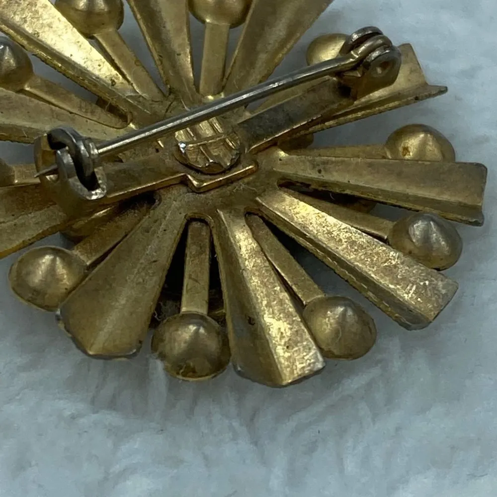 Floral Starburst Jewelry Pin Brooch Iridescent Accent Glass Crystal Rhinestones - Image 14