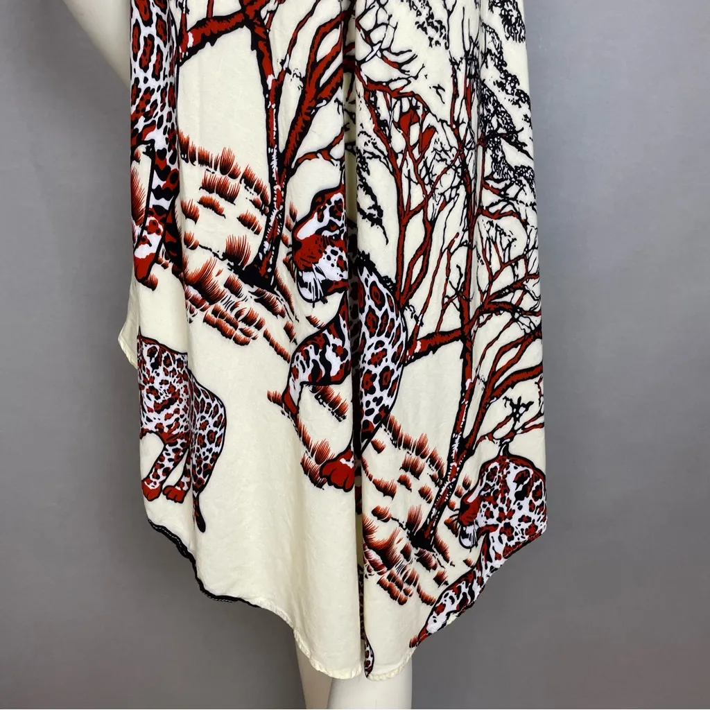 Jungle Print Dress Tunic Leopard Sleeveless Swing Relaxed Fit Women Animal Trees Black Size M - Image 7