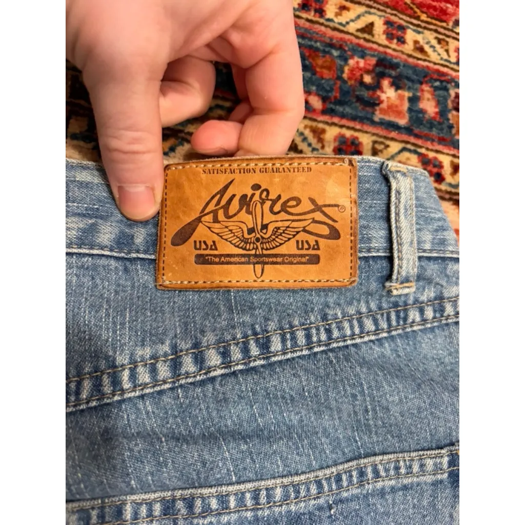 Avirex Vintage Double Knee Jeans Workwear Denim Made Hong Kong Size 9/10 Blue - Image 9