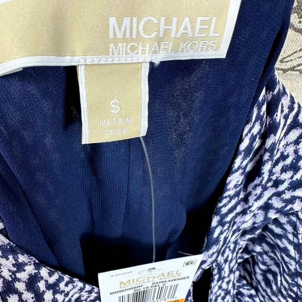 Michael Kors  Mini Ikat Off Cold Shoulder Jumpsuit Navy/White size S - Image 14