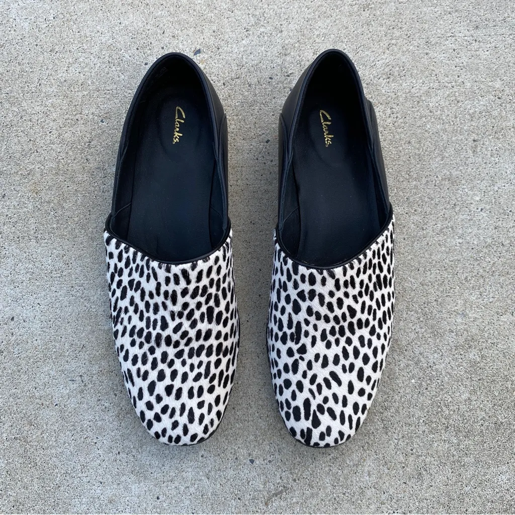 Clarks Pure Viola Flat Loafers Animal Print Calf Hair size 7.5 - Image 6