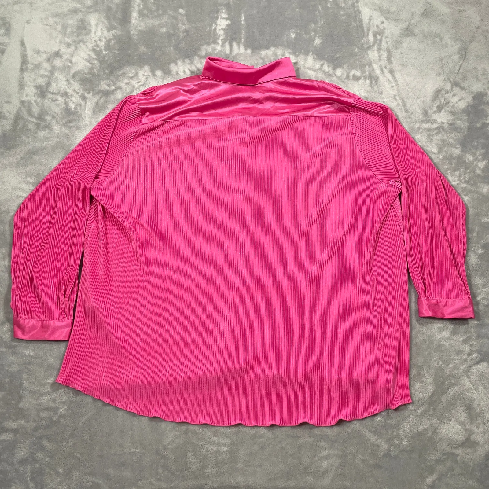 Sleeper Pajama Set Medium Pink Origami Plisse Flowy Silky Lounge Flared Stretch - Image 6