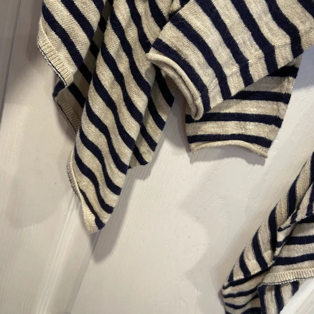 Old Navy Size S Cream Blue Stripe Lightweight Open Front Long Sleeve Cardigan - Image 4