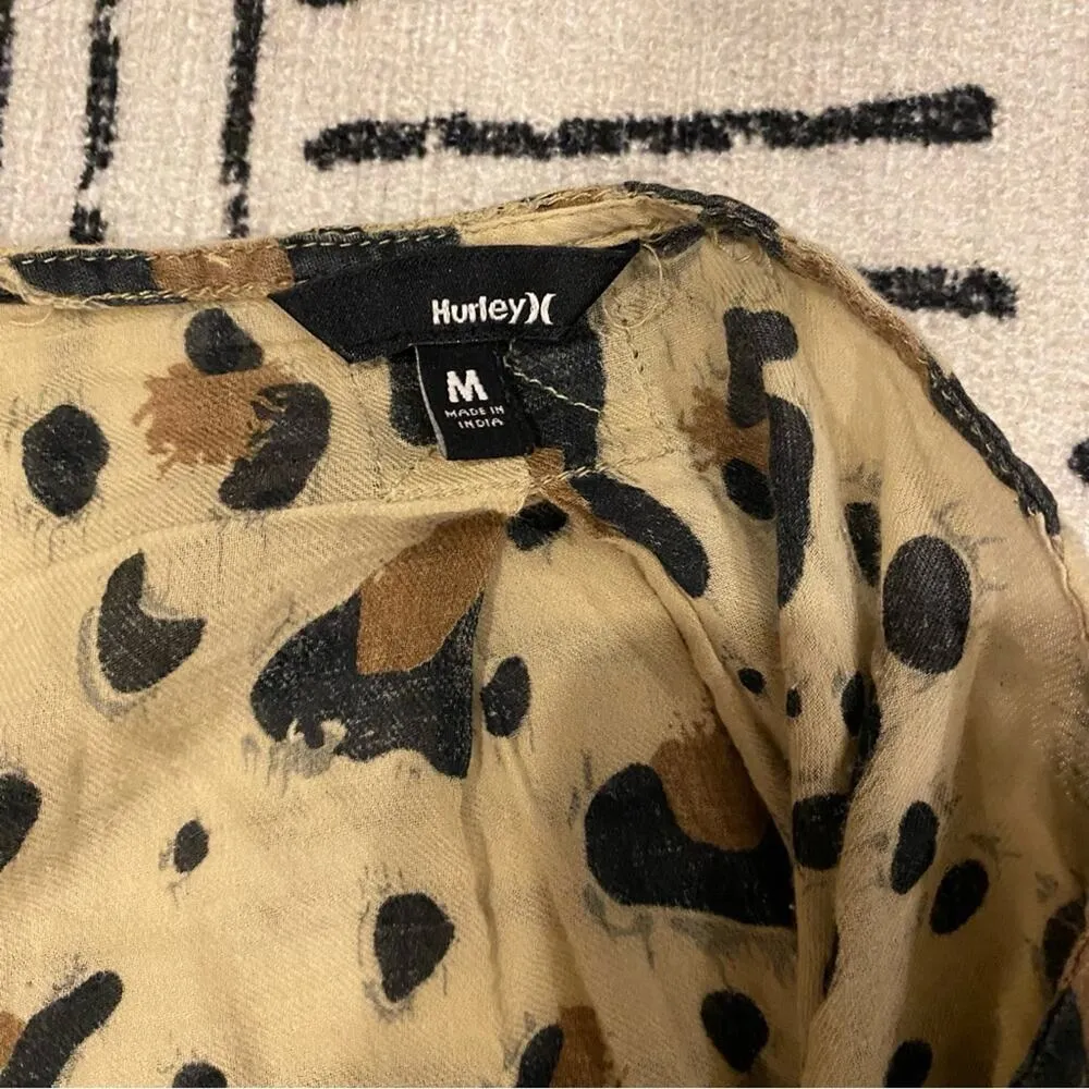 Hurley Cold Shoulder Leopard Cheetah Print Top M - Image 5