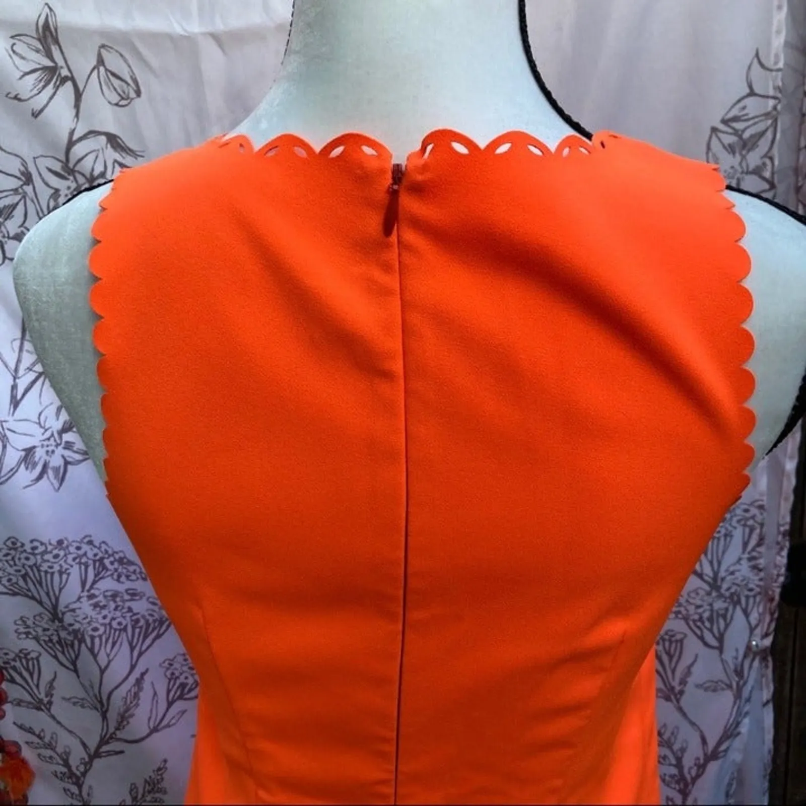 J.Crew laser cut Tangerine preppy textured bodycon dress size XS/00 Orange - Image 6