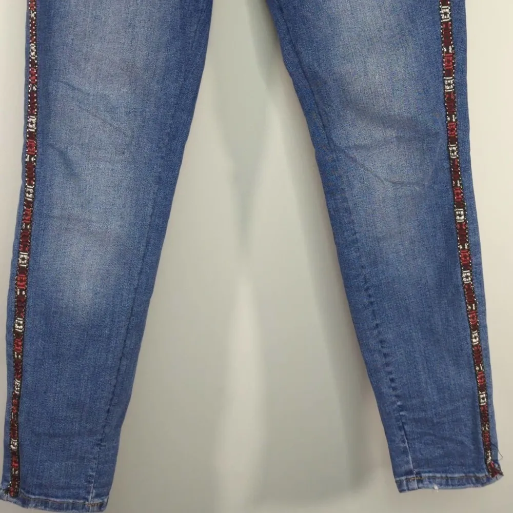 ZARA Women's Side‎ Beading Stitching Accents Skinny Denim - Image 3