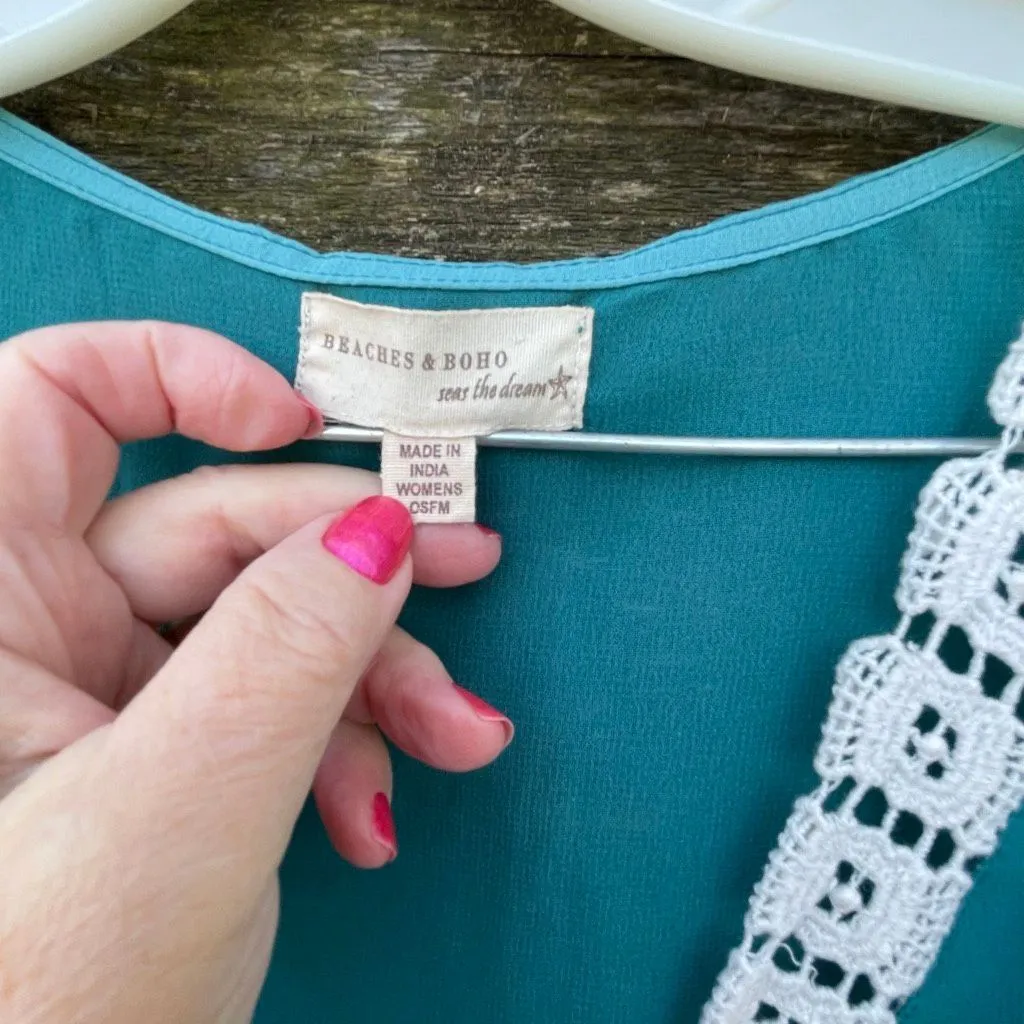 Beaches & Boho Size OSFM semi sheer beach cover Blue - Image 3