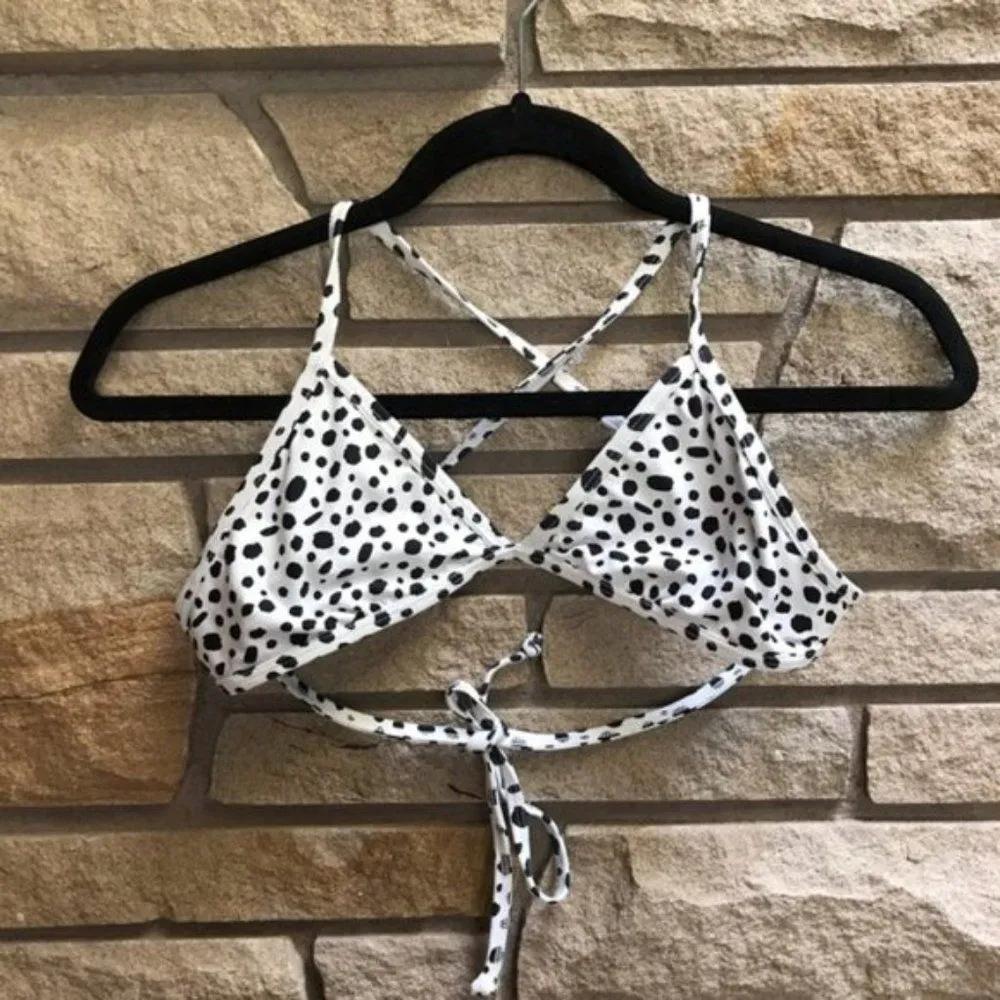 Ama bikini Triangle Bikini Top Spotted White Black small - Image 5