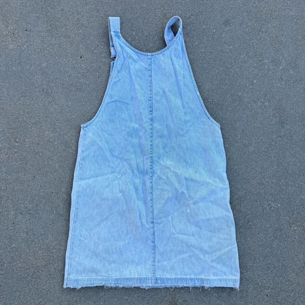 Y2K Faded glory embroidered butterfly overalls jumper dress art smock Blue Size M - Image 2