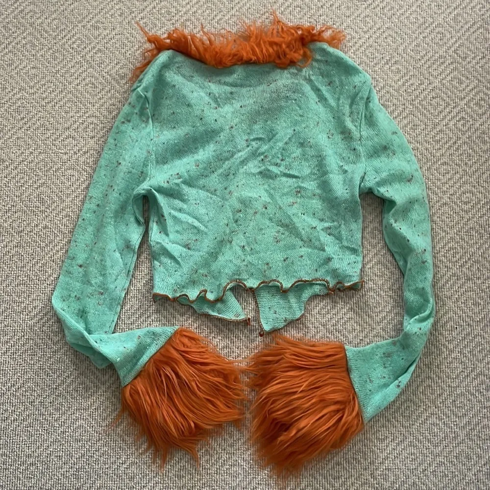 Fuzzy Trim Button Front Crop Jacket size 4 - Image 6