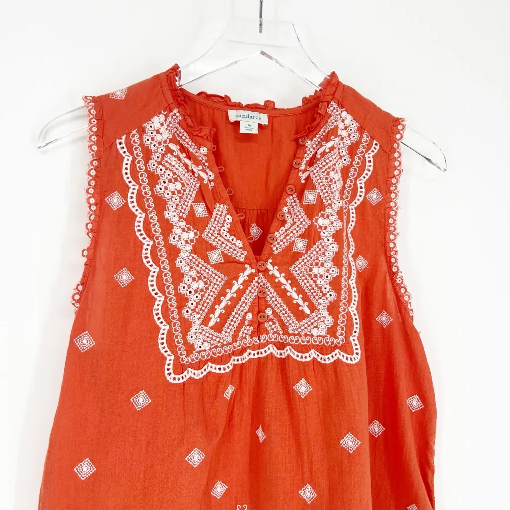 Sundance Embroidered Tank Top M Orange - Image 4