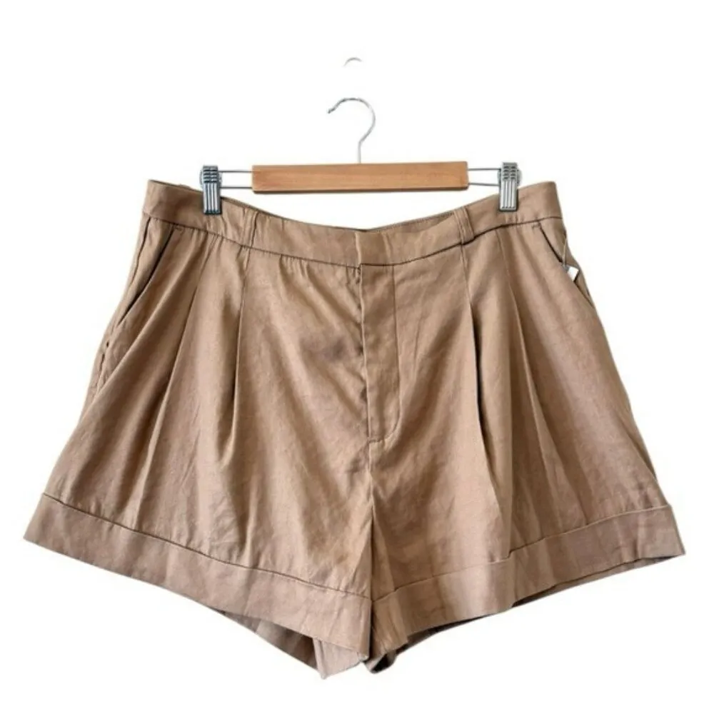 ANTHROPOLOGIE MAEVE Avery Pleated Trouser Shorts Cedar Size 16 NEW - Image 5