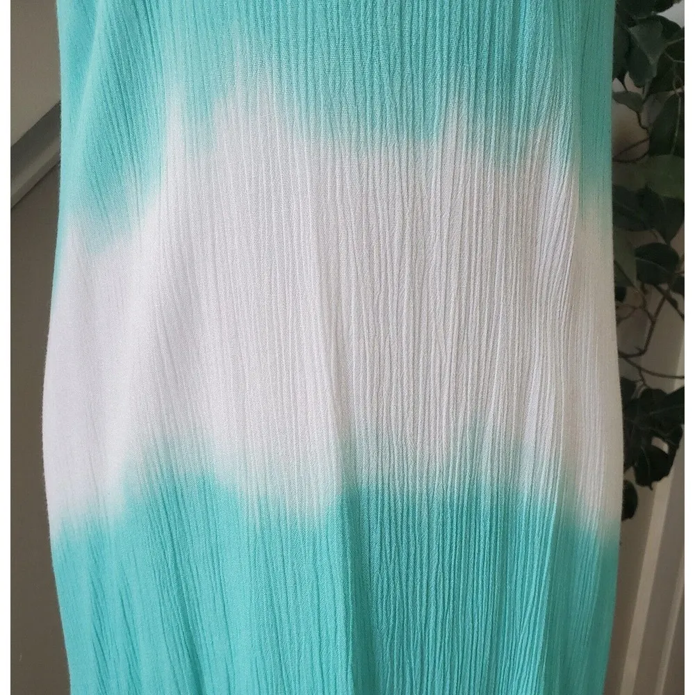 Vanilla Bay Womens Blue White Rayon Scoop Neck Sleeveless Long Maxi Dress Large - Image 4