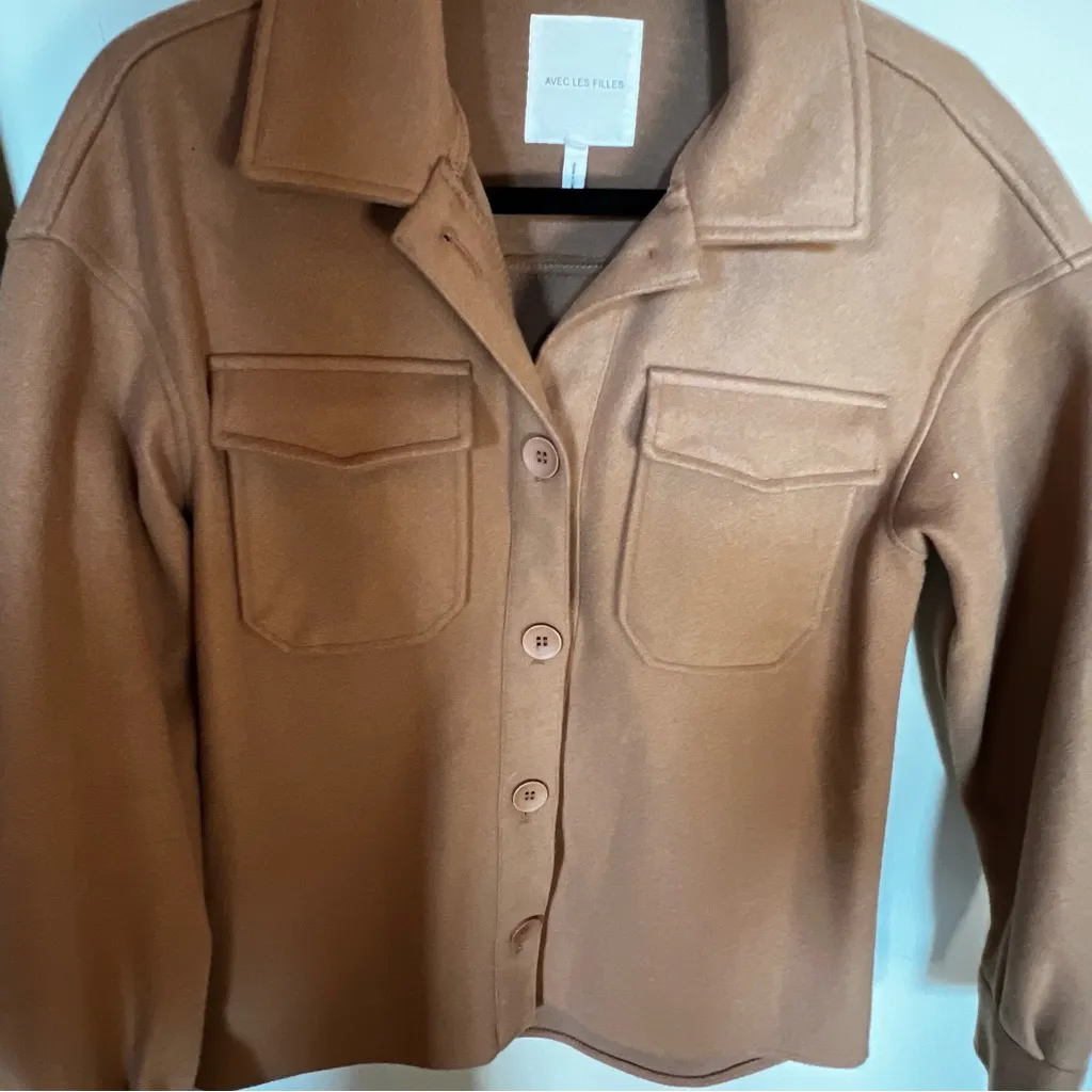 Avec le filles boyfriend shacket cognac size XS - Image 4