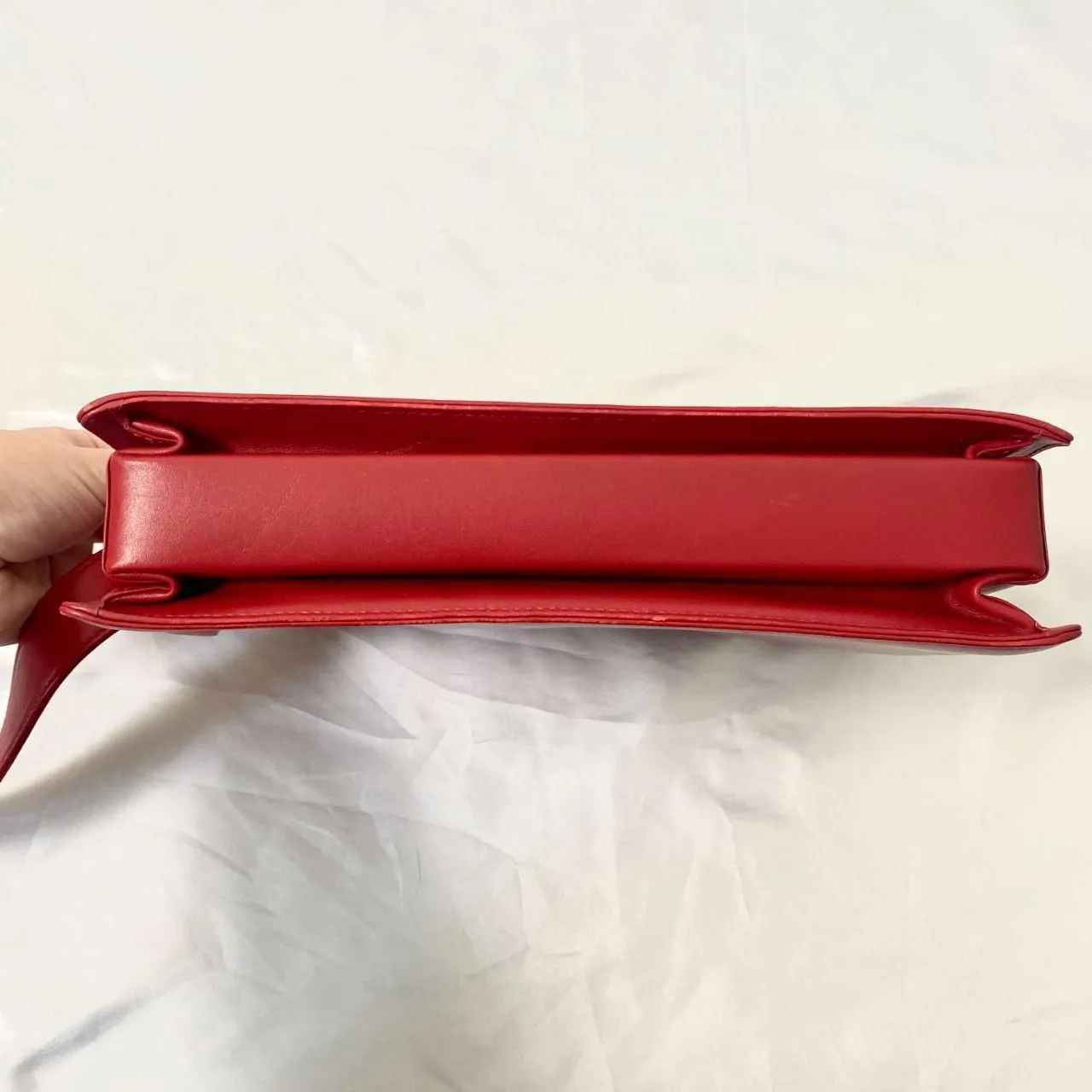 Vintage Mark Cross Bright Red Italian Leather Envelope Crossbody Shoulder Bag - Image 6