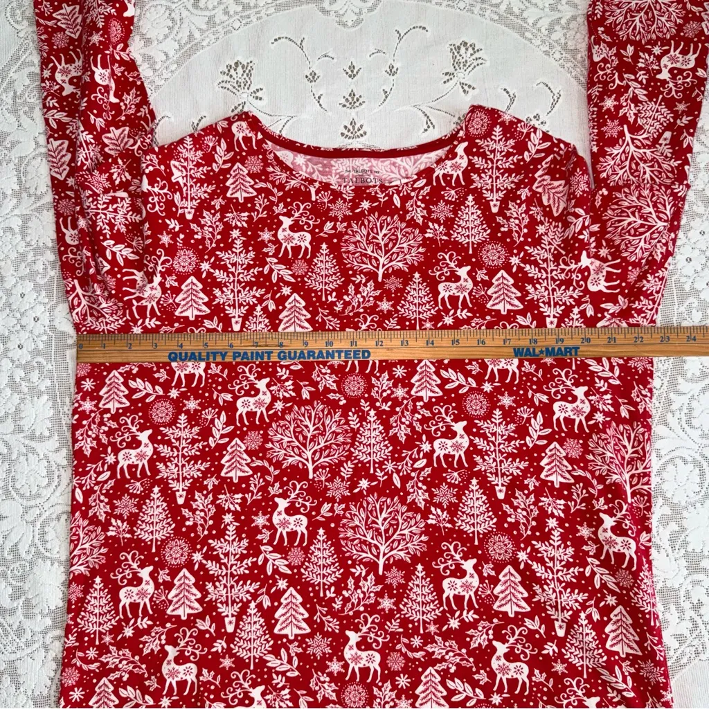 Talbots Cotton Red and White Festive Print Christmas Women's Top plus size 1X - Image 3