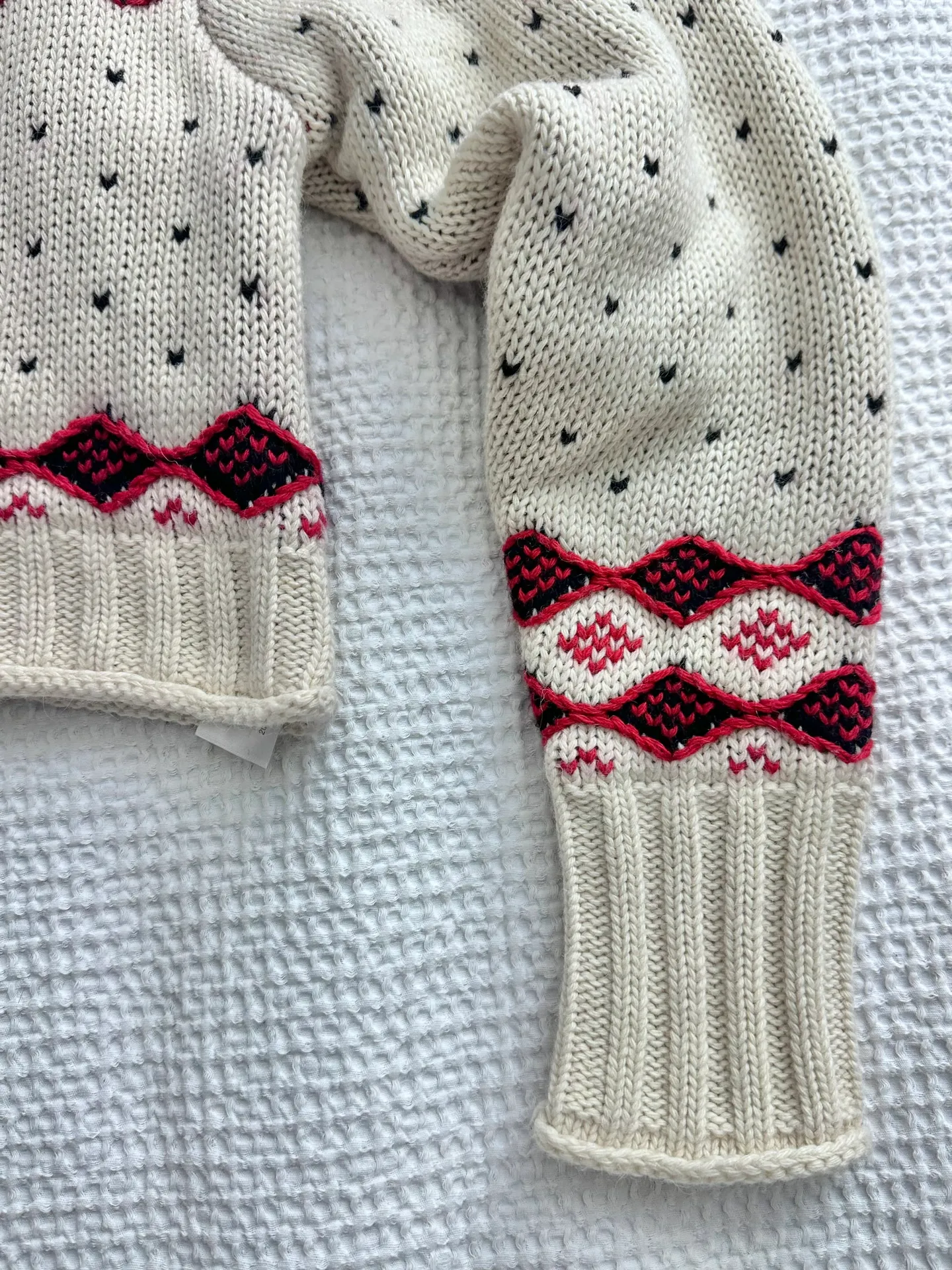 heart print wool knit cropped sweater - Image 3