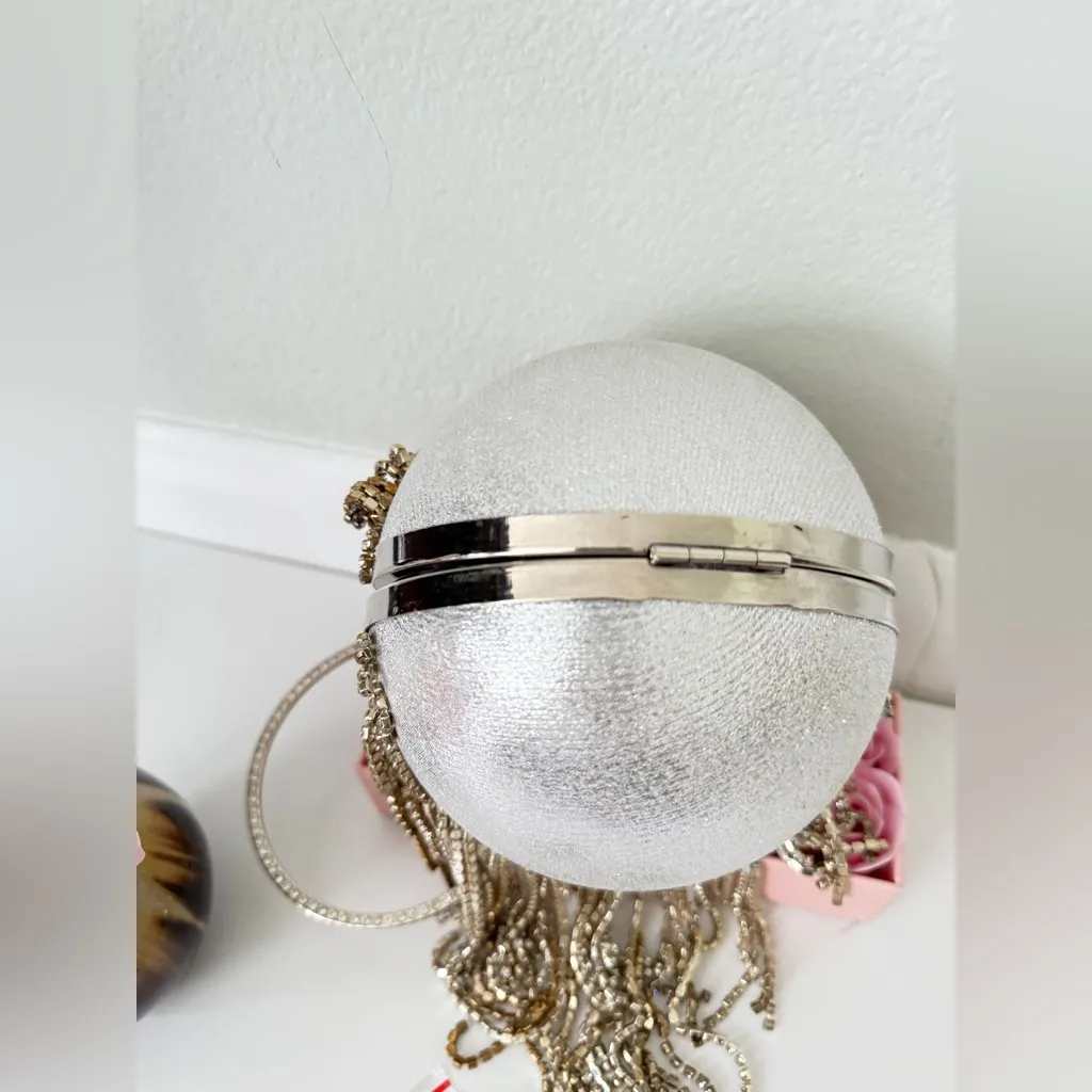 Luxury Women Round Ball Crystal Evening Bag Clutch Purse
Bag Gold - Image 8