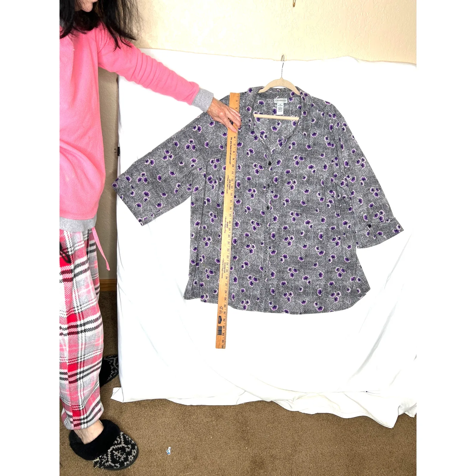 Catherine’s size 2X tunic black/purple floral button up three - Image 4