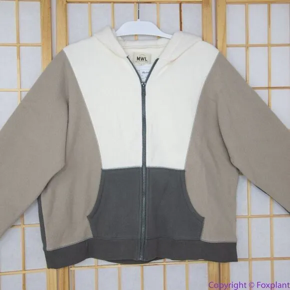 NEW Madewell MWL Betterfleece Colorblock Zip‎ Hoodie Sweatshirt, M - Image 4