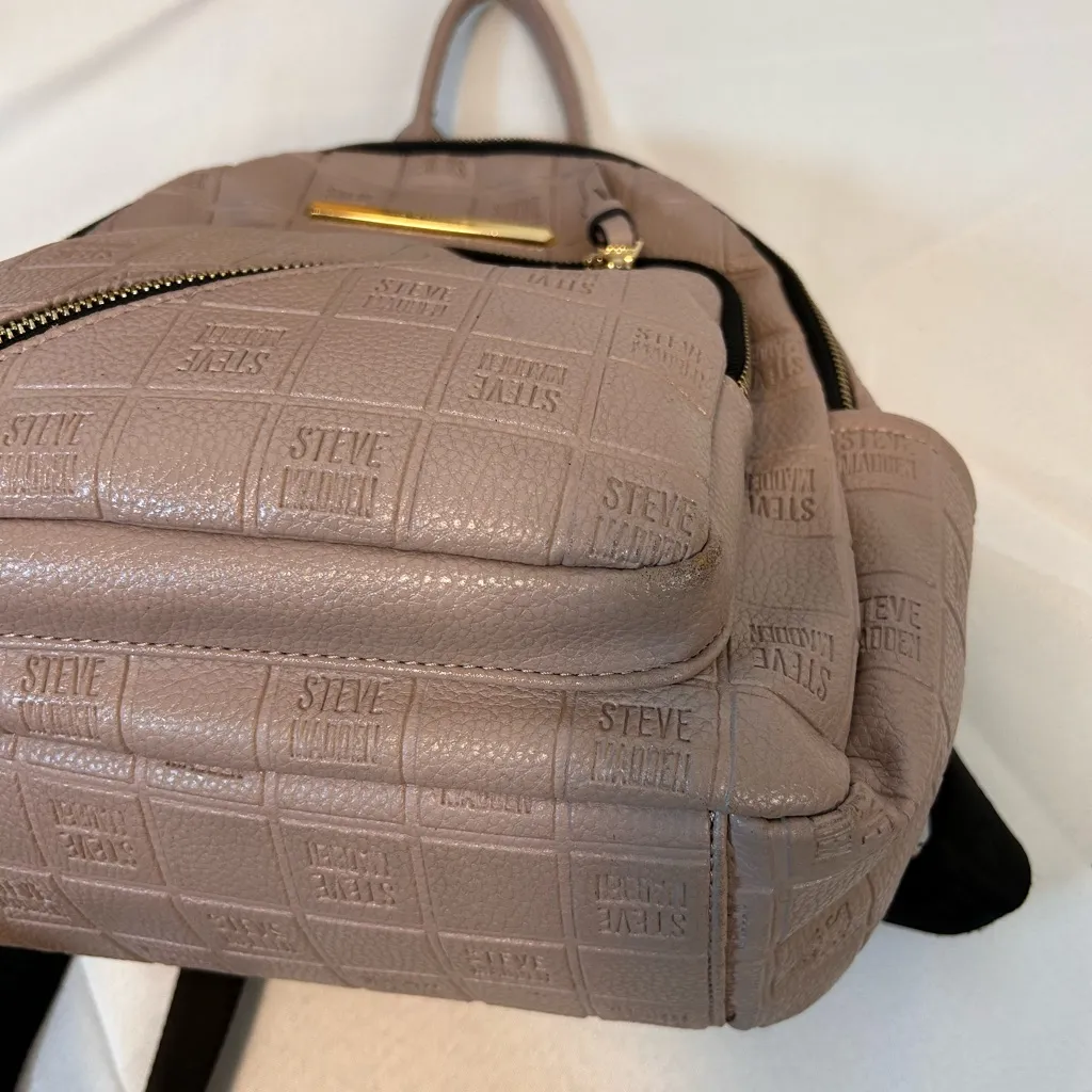 Steve Madden Balma Embossed Taupe Textured Backpack Adjustable Straps - Image 10