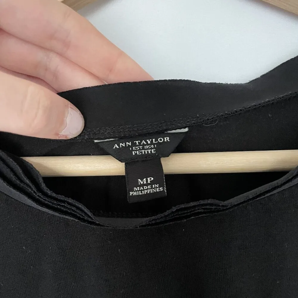 Ann Taylor Petite Size MP black sleeveless summer dress midi rayon spandex - Image 3