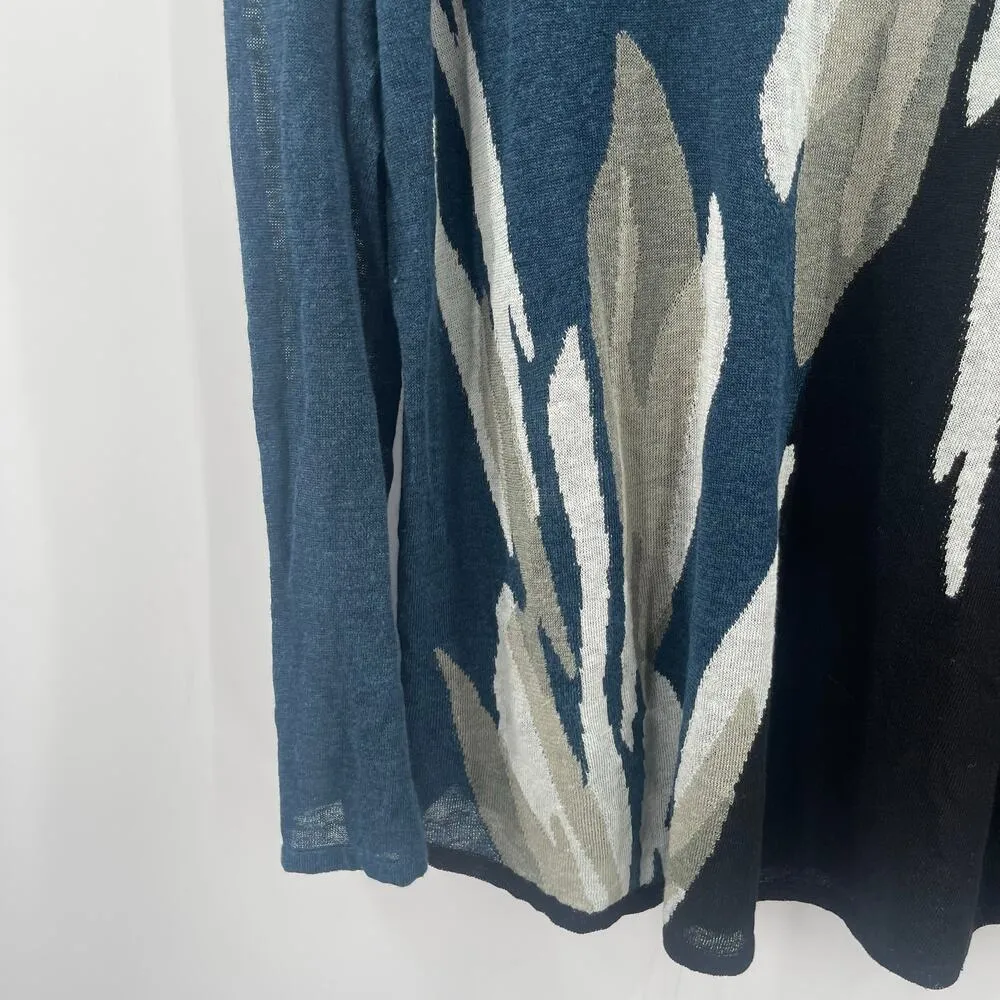 NIC + ZOE Shirt Size Petite Large Linen Blend Lagenlook Artsy Art To Wear Sheer - Image 6