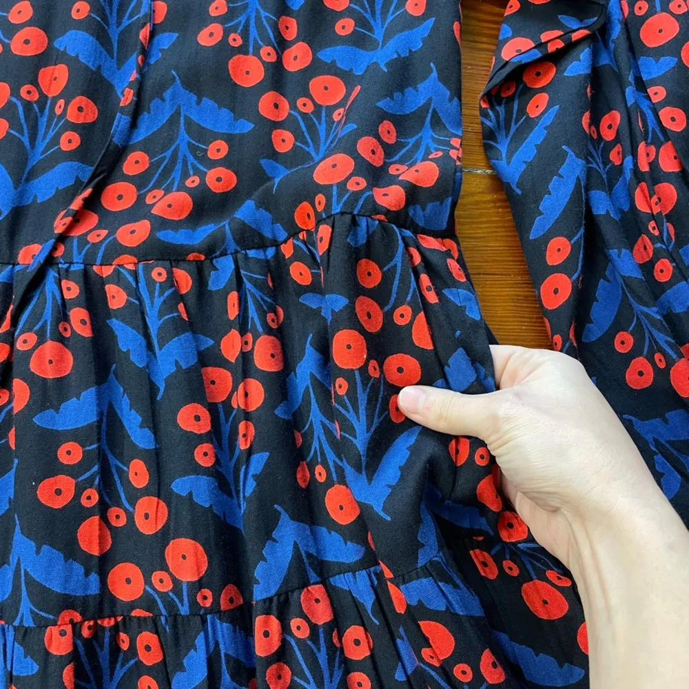 COMPANIA FANTASTICA Poppy Foral Tiered Long Sleeve Dress w/Pockets - Image 10