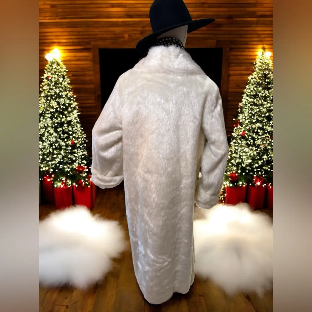NWOT Dennis Basso White Faux Fur Coat Full Length sz Large - Image 7