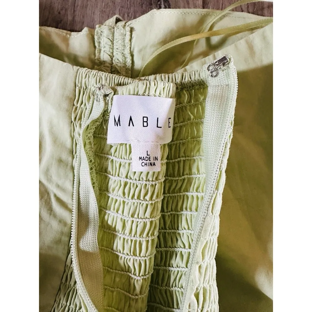 MABLE Babydoll Peplum Top Size L Coquette Dainty Sleeve Green Anthropologie Size L - Image 7