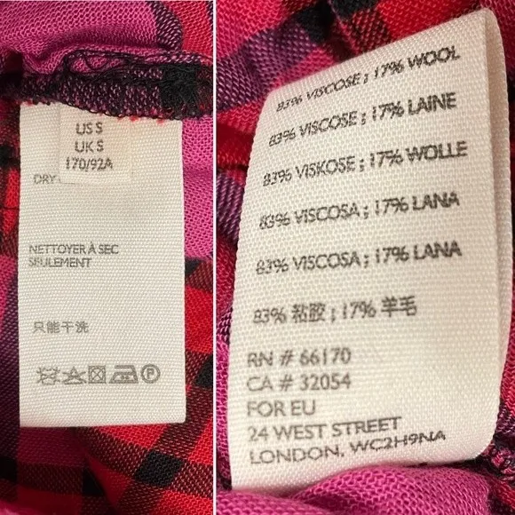 NWT Free People Pacific Dawn Wool Plaid Shirt Hot Pink Red Combo Size Small NEW - Image 13