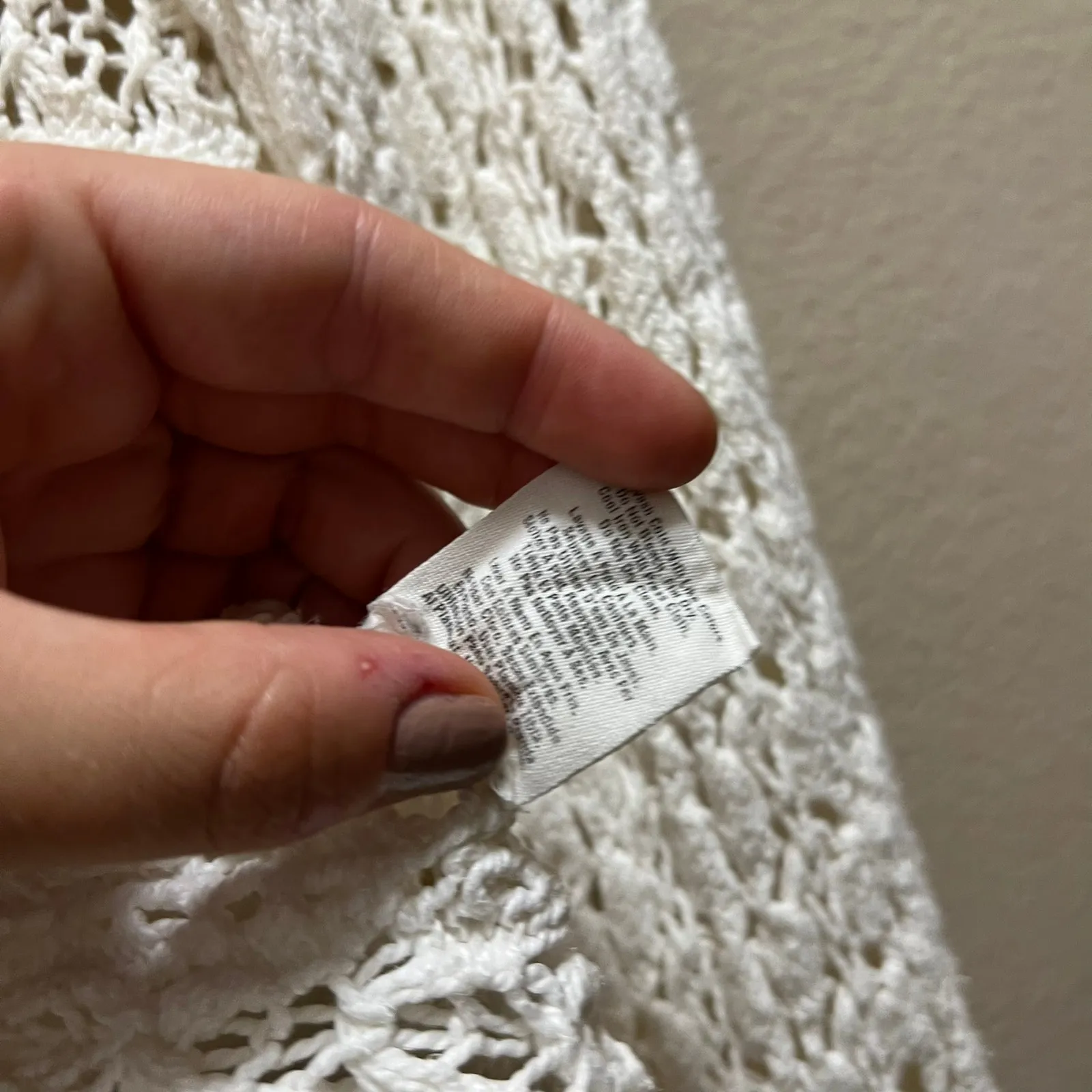 DKNY & Flair Crochet Open Knit Cardigan Sweater White Cotton Open Front Sz OS - Image 7