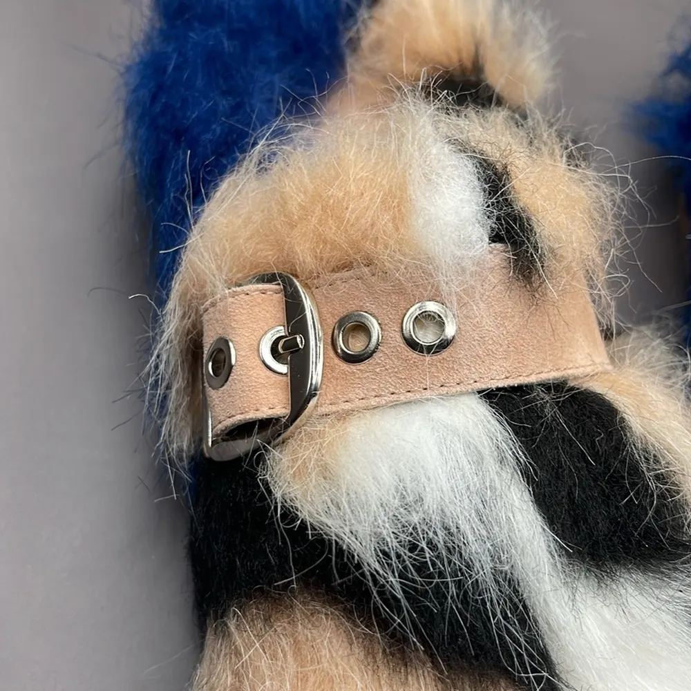 Jeffrey Campbell Leather & Faux Fur Dyed Mules/Slides Size 6.5M - Image 8