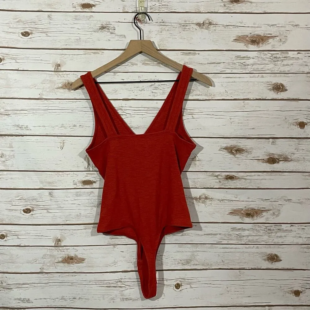 NWT Madewell Deep V-Neck Thong Bodysuit - Ground Madder - XL - Image 13