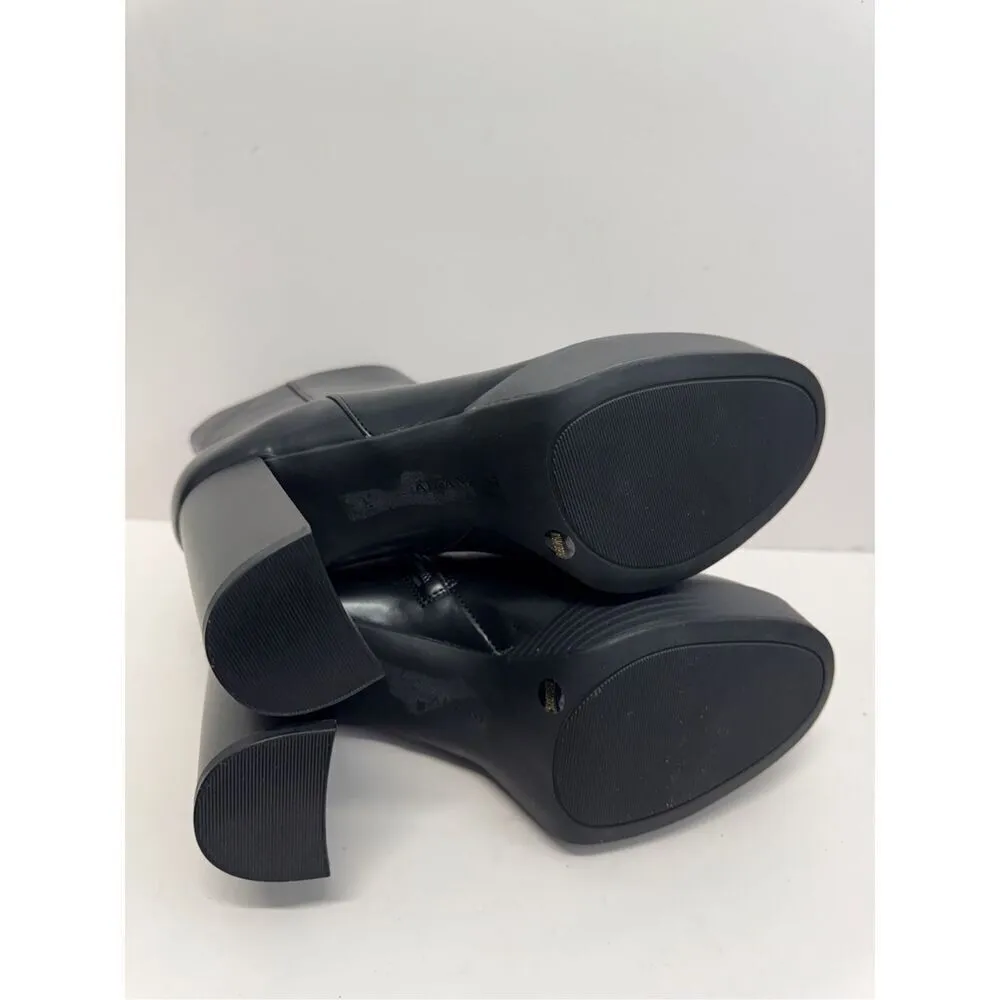 Alfani Boots Size 8.5 Black Almond Toe Faux Leather High Heel Side Zip NEW Black - Image 10