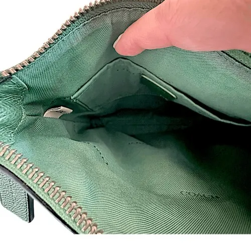 Coach  Crossbody Bag Green Pebble Leather Front Pocket Adjustable Strap - Image 8