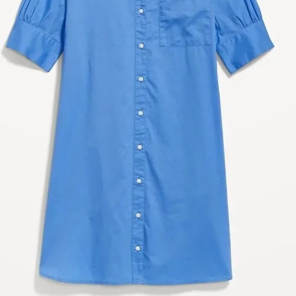 Old Navy Blue Puff-Sleeve Cotton-Poplin Oversize Shirt Dress Size XL - Image 4