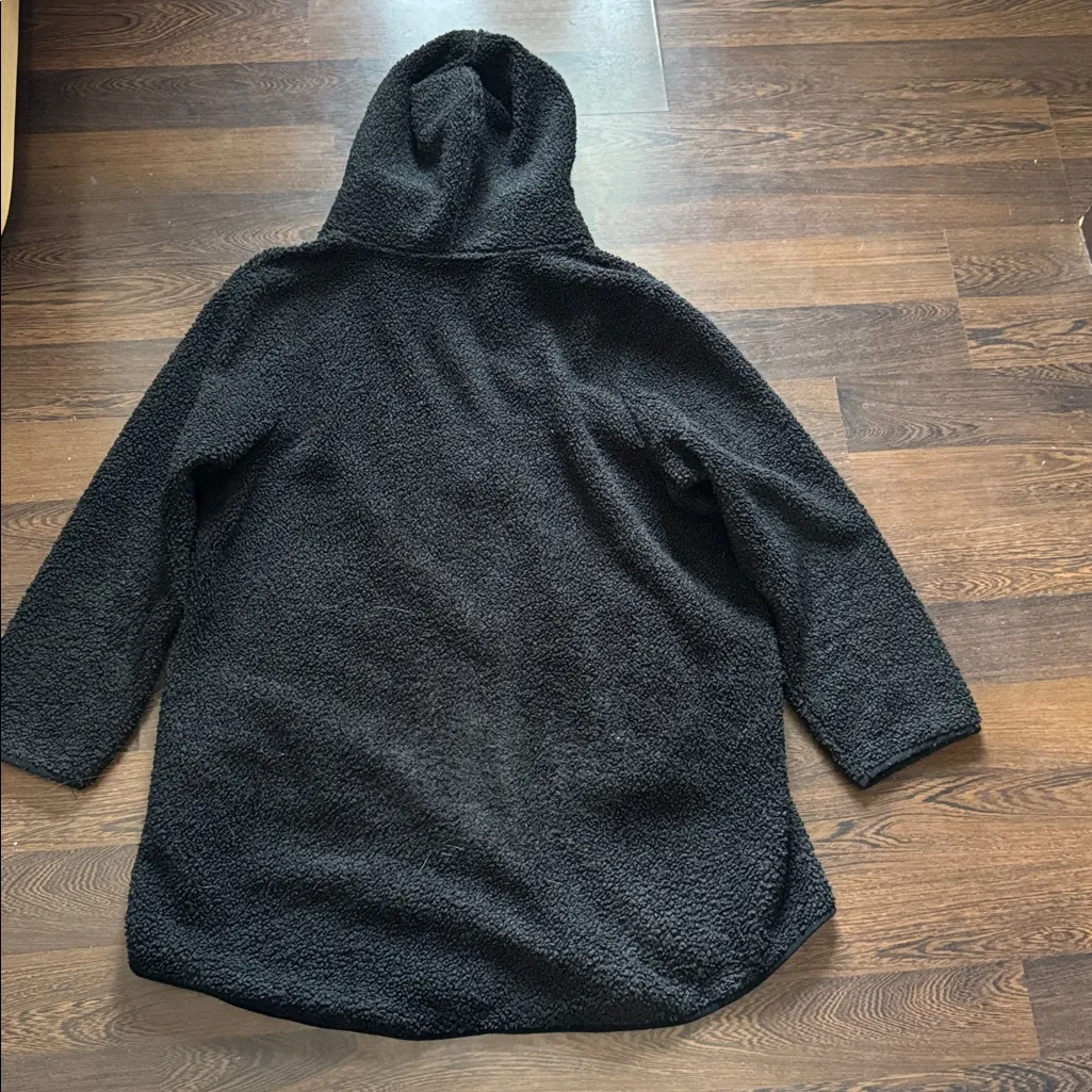 Aspen Sherpa Fleece Long Line Zip Up Hooded Coat Black 2X - Image 6