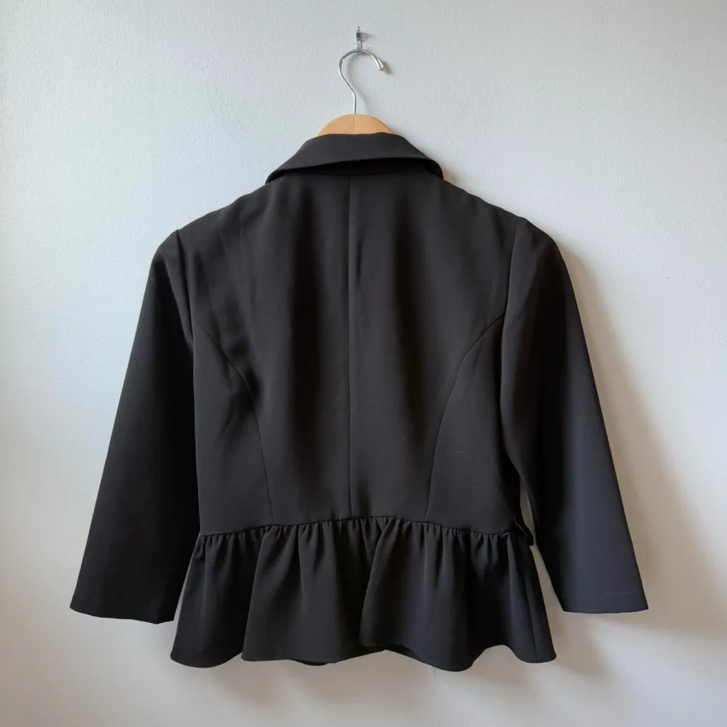 Black blazer shirt with mock Peter Pan collar, 3/4 sleeves and pockets 🔥 - Image 4