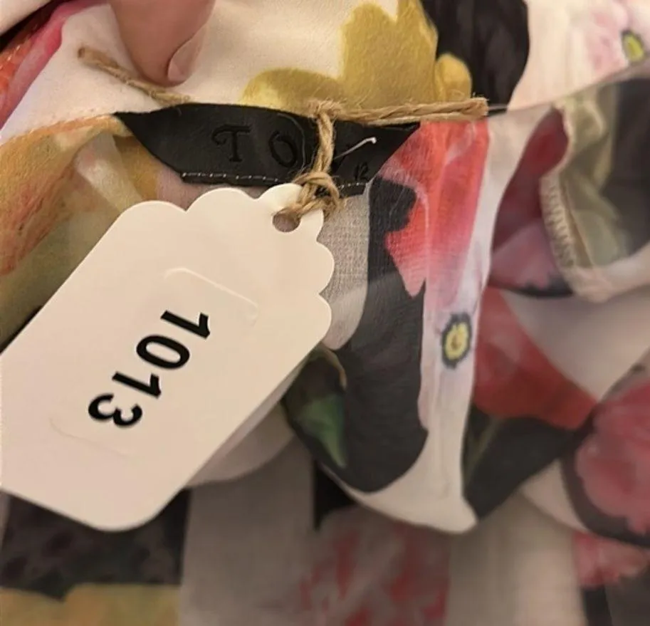 T.O.V. Multicolor Floral Striped Collared Button Up Sheer Blouse RARE 42 Euro L Size L - Image 37