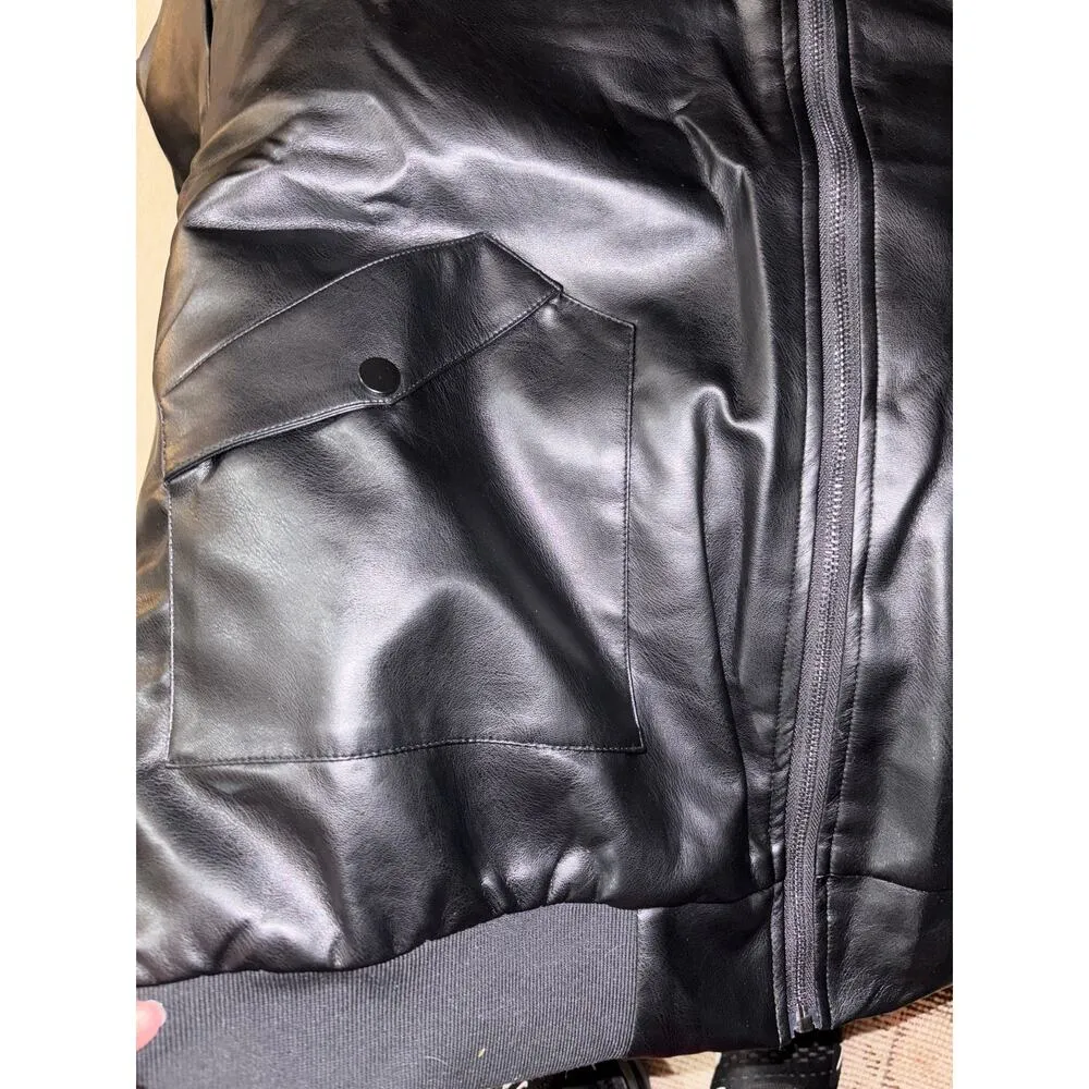 Edikted Faux Leather Bomber Jacket - Image 4