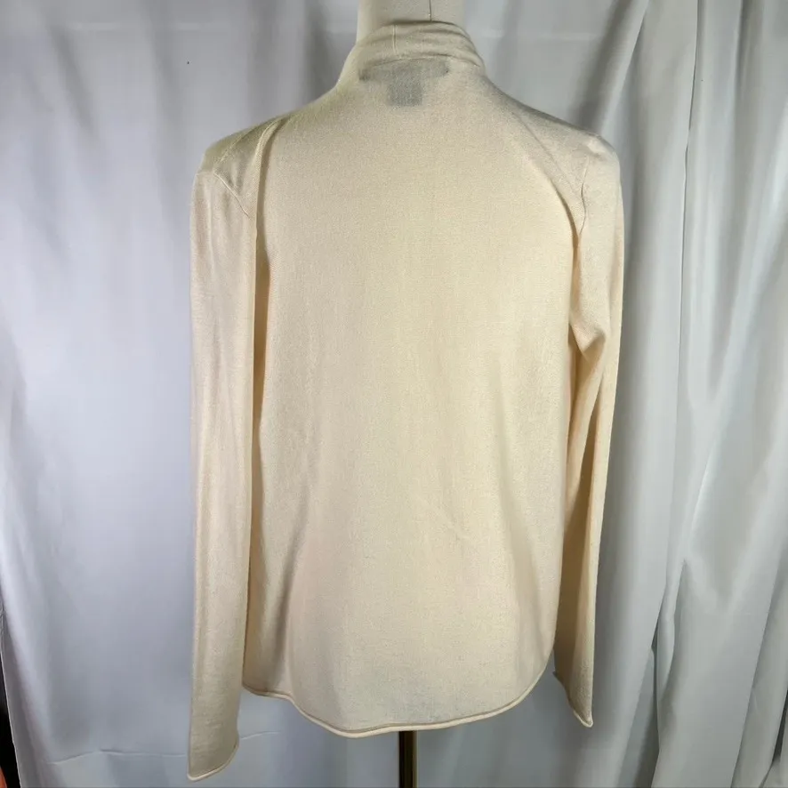 Ralph‎ Lauren Womens Drape Open Front Cardigan Sweater Knitwear Cream Luxury - Image 9