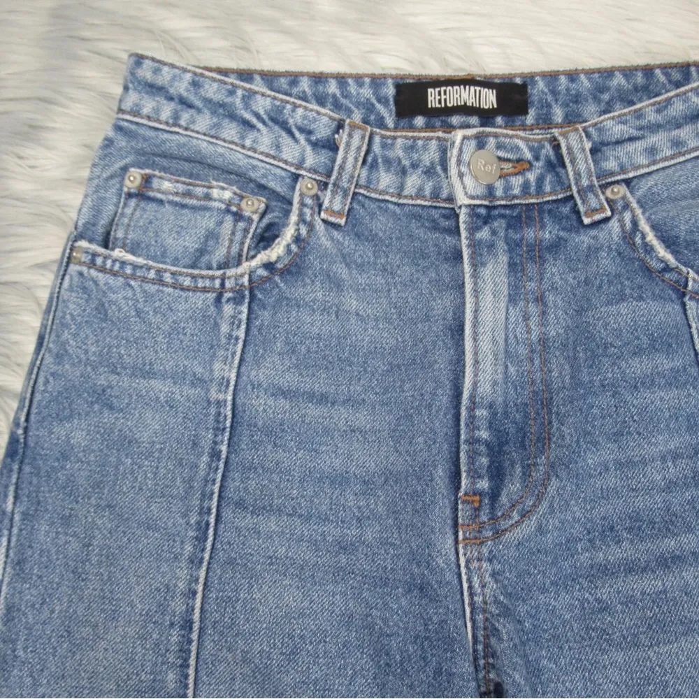 REFORMATION Seamed Jean Celtic Wash Raw Hem Cropped Ankle Women’s Size 24 - Image 8