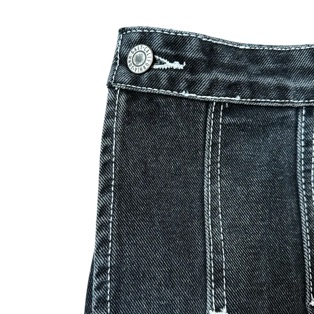 John Galt Pleated Black Denim Mini Skirt Size Small Grunge Skater Size Small - Image 6