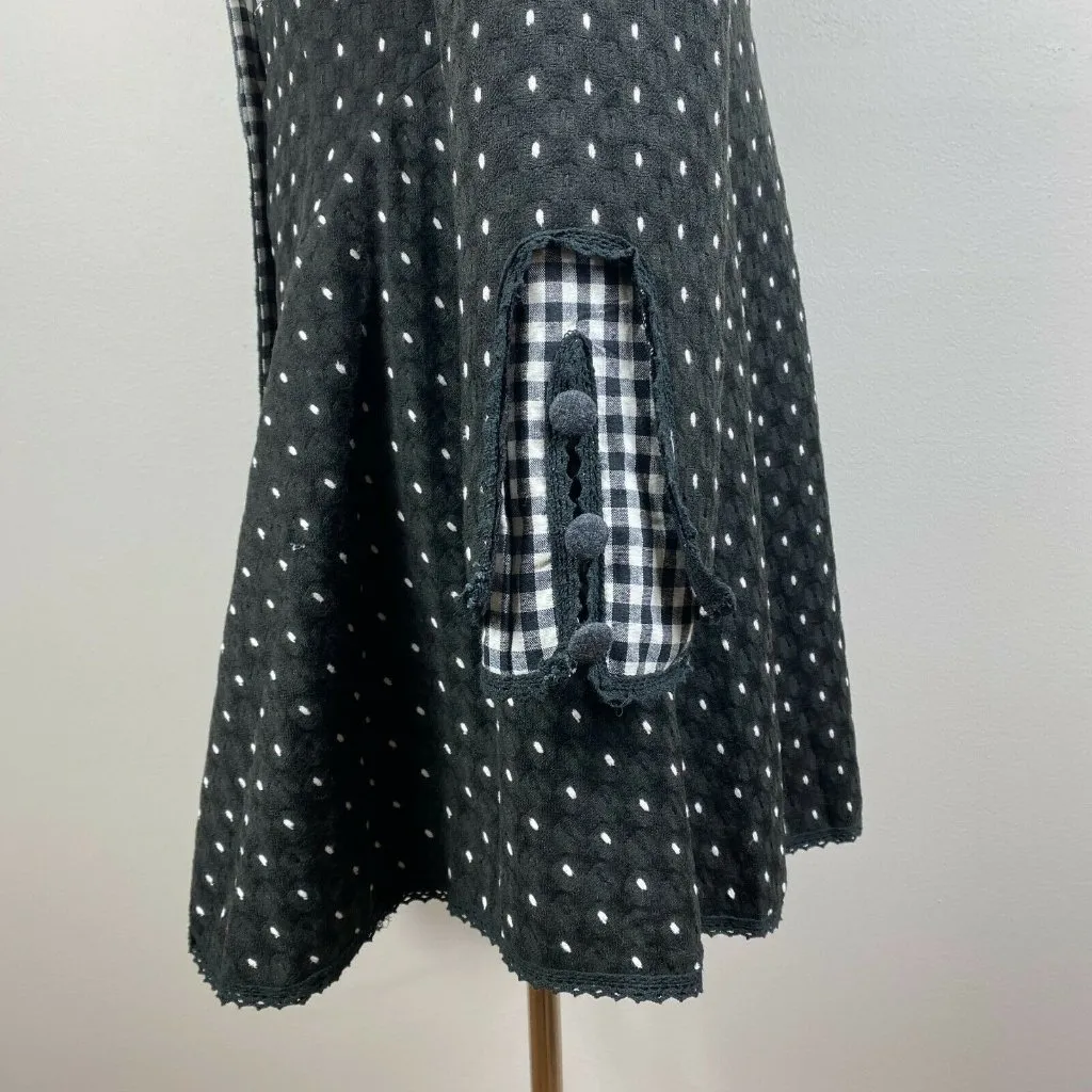 N By Nancy Skirted Coat Jacket M Black White Gingham Mixed Print‎ Lightweight Size M - Image 5