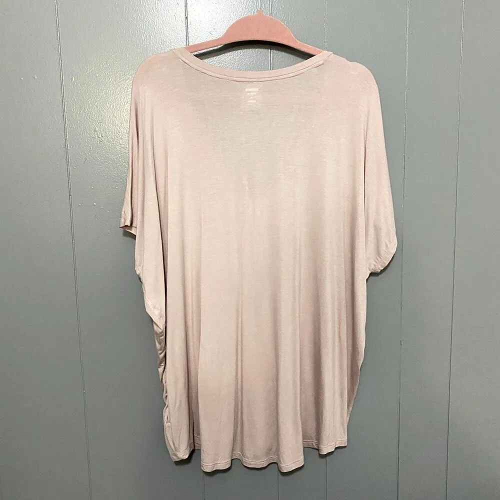 NEW Express Dusty Pink Soft Knit V-neck Dolman Sleeves Boho Relaxed Fit Top XL - Image 6