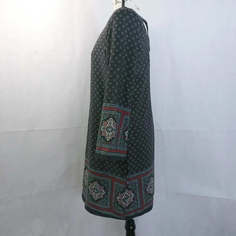 Interi Brown Boho Geometric Wide Sleeve Dress L Size L - Image 5