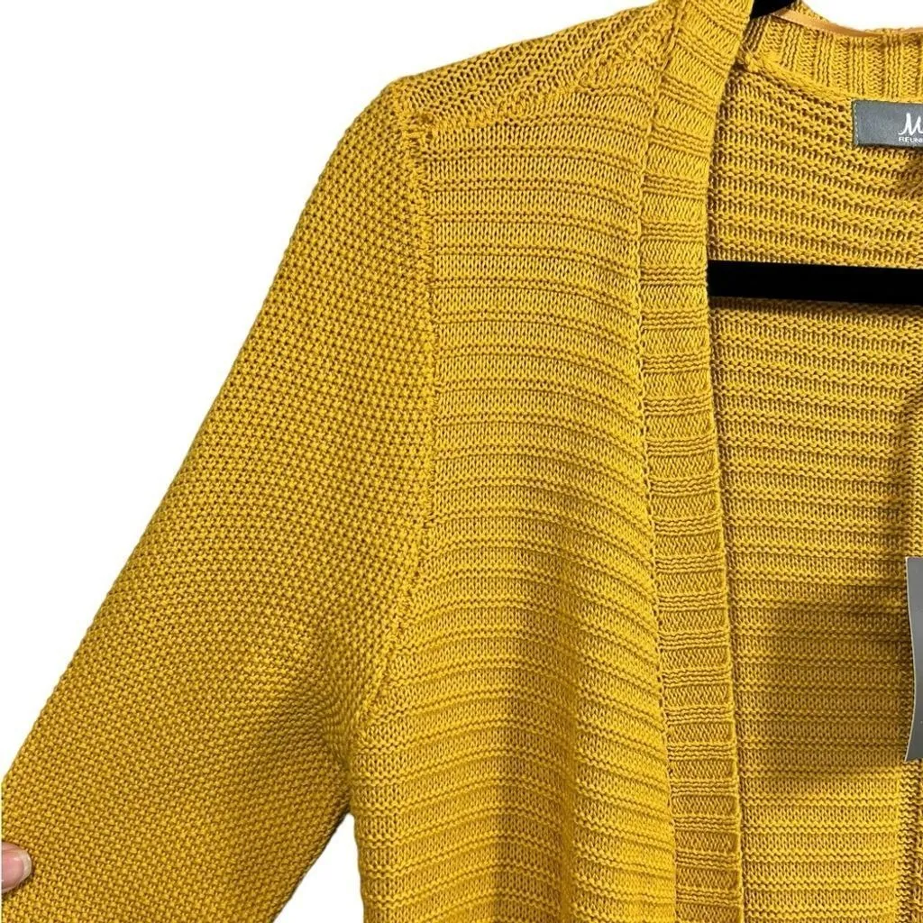NWT Marled Reunited Clothing Mustard Yellow Open Front Cardigan Sweater Sz Small - Image 6