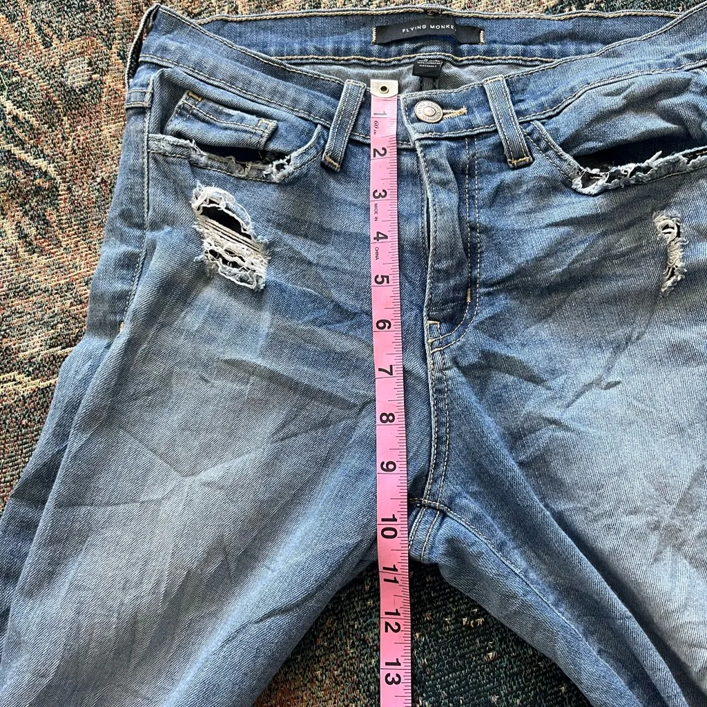 Flying Monkey Skinny Jeans Distressed Medium Wash Women’s 27 Stretch Mid Rise - Image 12