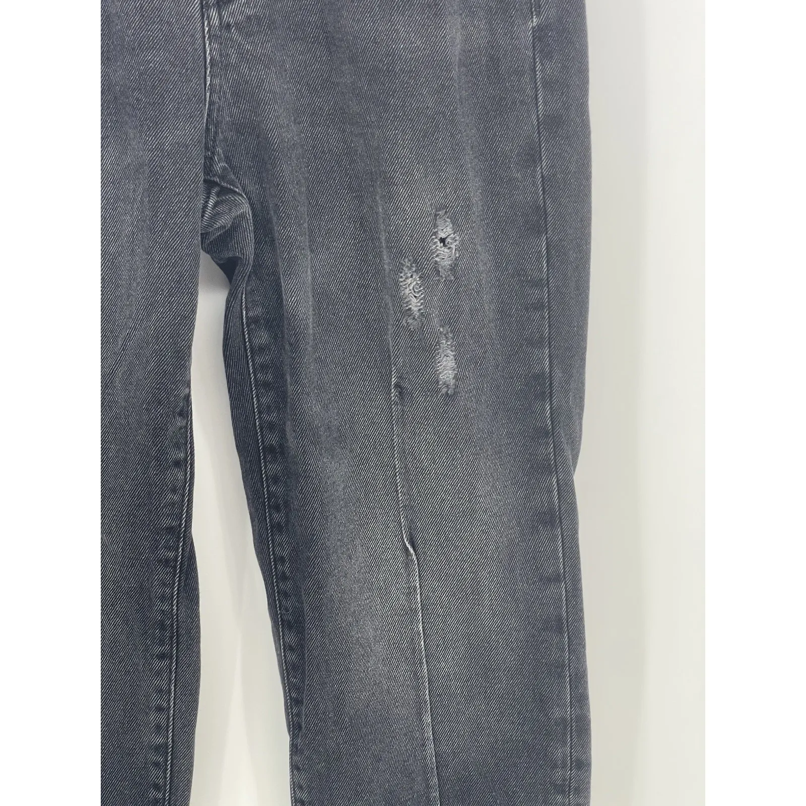 Zara  Mom‎ Jeans Size 0 Black Faded High Rise Tapered Barrel Leg Pleated Q0004 - Image 5